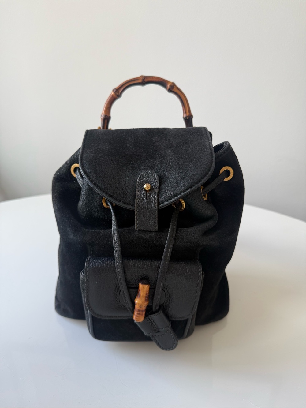Gucci Mini Bamboo Suede Backpack - Picture 1 of 12